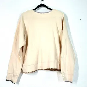 XL cream-colored Madewell Stitched Sweatshirt Top Sweater Long Cleave Pullover thumbnail 2