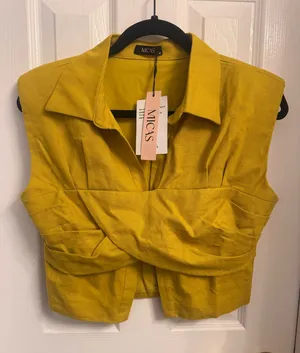 NWT Micas Linen Crossed Ruched Tank Top thumbnail 1