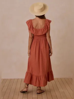 Rylee + Cru Gia Women’s Cotton Floral Burnt Orange Dress S thumbnail 4