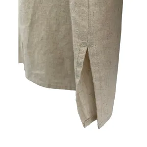 White Stag Tan Linen Blend Mandarin Collar Tunic with Flower Accents M thumbnail 5