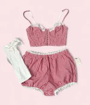 Forever 21 Gingham Bloomers Set Red thumbnail 1