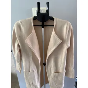 Women's Cream‎ Long Open Cardigan 2 large front pockets size small thumbnail 2