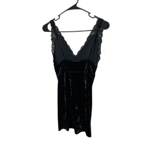 Free People Black Velvet Mini Dress Size XS‎ thumbnail 5