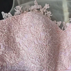 Woman’s Pink Formal Dress Gown with Sheer Lace Top Leg Slit Zip Back Size 14 thumbnail 11