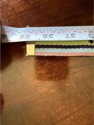 Striped Fabric Belt with Metal Buckle and Eyelets thumbnail 7