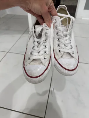 Converse White Low Top Canvas Sneakers - All Star - size 7 thumbnail 3