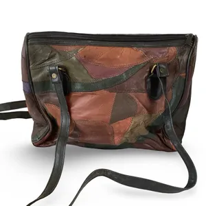 Vintage 90s Leather Patchwork Bag Brown thumbnail 2