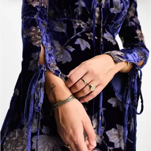 Just wow ASOS DESIGN velvet burn out maxi‎ dress in blue floral burnout thumbnail 2
