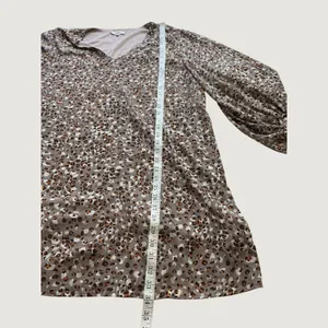 Entro Leopard Print Mini Dress Mauve Taupe V-Neck Balloon Sleeve D13289 Large thumbnail 7