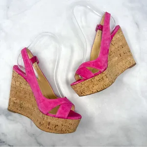 Christian Louboutin Reine De Liege Suede Cork Platform Wedge Slingback Sandal 37 thumbnail 8