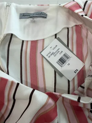 Danny & Nicole Pink and Cream Striped Tiered Midi Dress thumbnail 3