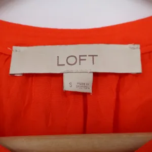LOFT Orange Sleeveless Clip Dot Rayon Blouse Split Neck Top Small thumbnail 2