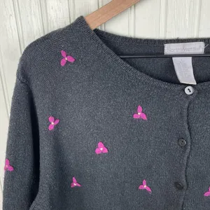 Vintage 90s Y2K Northwest Blue Wool Blend Nordic Embroidered Cardigan Size Large thumbnail 3