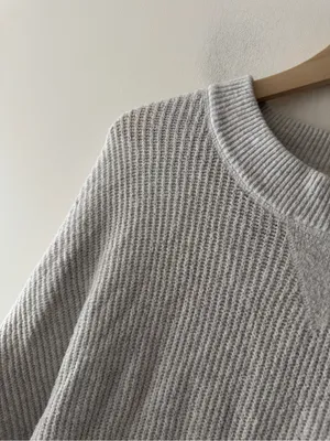 Aerie Gray Waffle Knit Oversized Sweater thumbnail 3