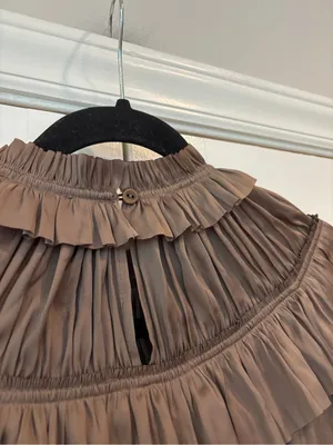 Ulla Johnson Elsa Mini Dress Mica Taupe Ruffled Tiered Satin Size Medium Large thumbnail 7