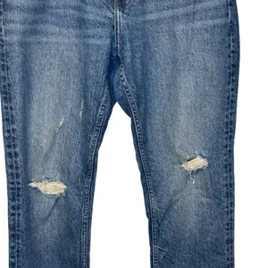 Zara Women's Jeans Distressed Boyfriend Tapered Wash Denim Blue Mid‎ Rise Size 8 thumbnail 3