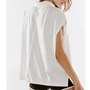 NEW Free People We The Free Keep On Ivory Cotton Slouchy Oversized Fit Polo Top thumbnail 7