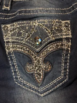 Rock Revival Oliana Mid-Rise Skinny Jeans Bling Pockets Intentional Fading SZ 30 thumbnail 11