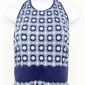 Tory Burch Womens Retro Geometric Print 100% Silk‎ Halter Dress Purple Size L thumbnail 3