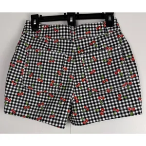 Bagatelle Collection Cherry Gingham Shorts Black White Red Check Size 4 NWT‎ thumbnail 2