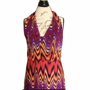 Bisou Bisou Dress Sz 12 Maxi Halter Chevron Bohemian Boho Retro Hipster Festival thumbnail 4