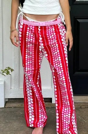 Vintage 2000’s Victoria’s Secret PINK Polka Dots Pajama Pants PJs Size Large i thumbnail 1