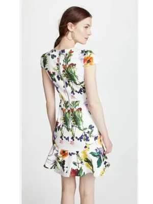 Alice + Olivia White Floral Kirby Mini Dress Size 6 thumbnail 5