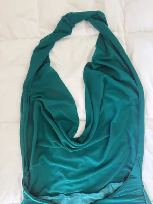 Green Halter Mini Dress with Gold Accent XS thumbnail 11