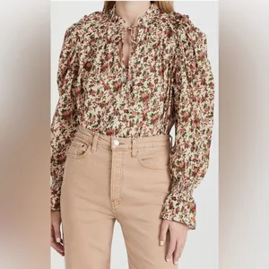 Free People Floral Blouse in Orange and Green vintage combo thumbnail 2