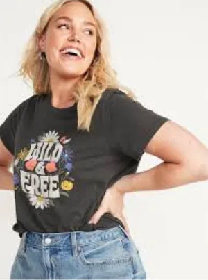 Old Navy T-shirt Size L Gray Wild & Free thumbnail 1
