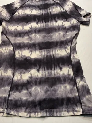 Nike Pro Combat Dri Fit Shirt Women Sz S Black White Tie Dye V Neck Fitted thumbnail 7