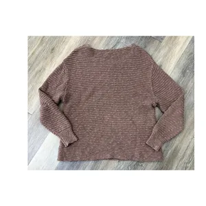 Free People Textured Knit Sweater Brown Oversized Slouchy Pullover Women’s Large thumbnail 2