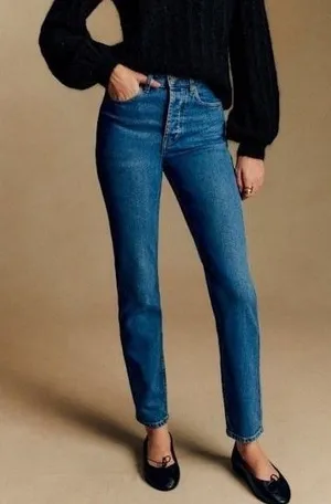 Sezane Brut Sexy Jeans Denim Blue High Rise Straight Leg Organic Cotton Size‎ 26 thumbnail 1