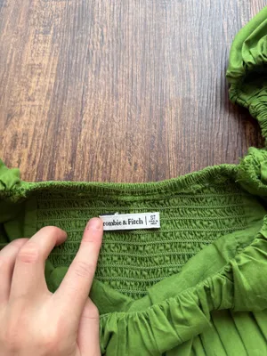 Abercrombie & Fitch Women’s Green Emerson Mini Dress Poplin Puff Sleeve- ST thumbnail 3