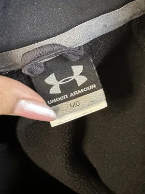 Under Armour Zip Up Black logo pockets drawstring collared gym activewear sport thumbnail 3