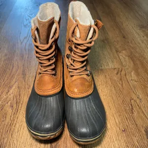 Sorel Fancy Lace II Womens size 7 Boots Brown Waterproof Leather Lace Up Duck thumbnail 4