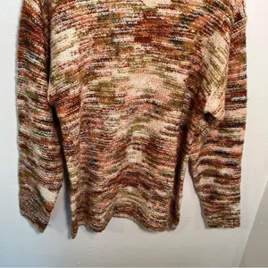 Peyton Primrose Women's Size Large Crewneck Sweater Multicolor Knit Orange Green thumbnail 4