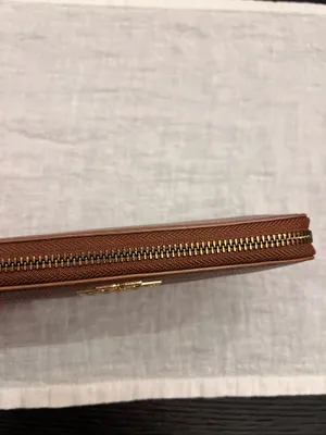 Tory Burch Britten Wallet Tan Zip Continental Pebbled Leather thumbnail 4