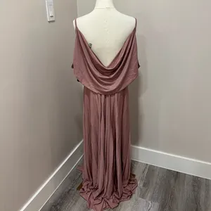 ASOS Design Cold Shoulder Pleated Maxi Dress Dusty Rose Pink US 14 thumbnail 4