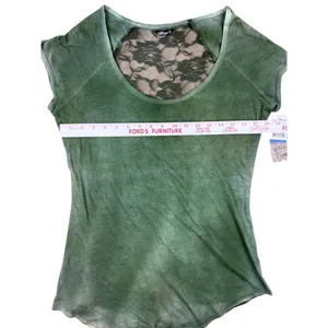 Wallflower Green Knit Top XL NWT Sheer‎ Mesh Back Short Sleeve Special Dye Boho thumbnail 2