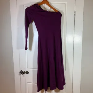 Pact One Shoulder Midi Dress‎ XS Purple Organic Cotton Stretch Long Sleeve thumbnail 3