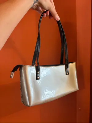 Beijo Ivory Patent Shoulder Bag with silver studs thumbnail 3