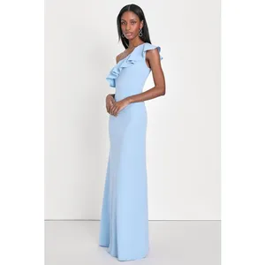 NWT Lulus Last Forever Powder Blue One-Shoulder Ruffle Maxi Dress Banquet Sz XL thumbnail 7