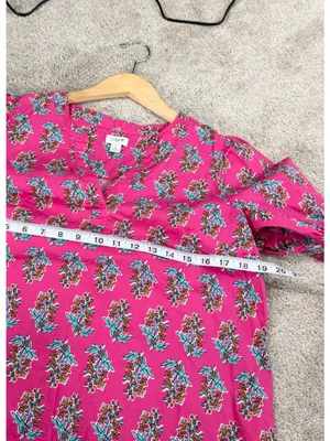 J. Crew Factory Women’s Printed Shortsleeve Poplin Top in Pink Floral S thumbnail 10