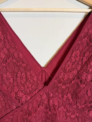 Foxiedox Anthropologie Clarinda Tiered Dress Women's Large Red Lace Formal Party thumbnail 13