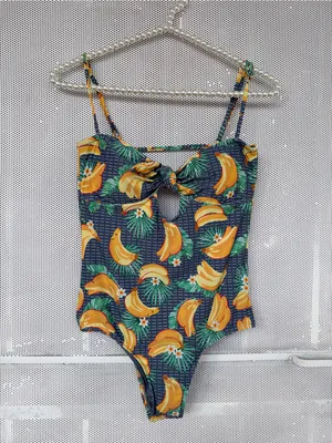 Rip Curl Navy Banana-Print One-Piece with Front Tie thumbnail 6