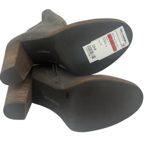 Lucky Brand LK Quintei Gray Leather Ankle Boots Block Heel‎ Booties 8.5M thumbnail 3