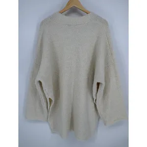 HYFVE Cardigan Sweater Womens Medium Cream Rosette Oversized Wool Blend Boucle thumbnail 4