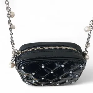 White House Black Market women’s Black Quilted Crossbody Bag with Pearl Accents thumbnail 6