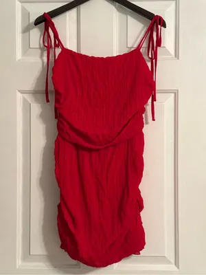 Lovers + Friends Amy Ruched Mini Dress in Cherry Red thumbnail 2